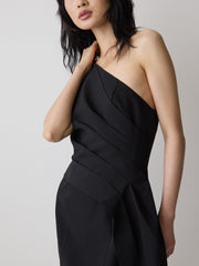 One-Shoulder Draped Mini Cocktail Dress rw&co Great Value Deal