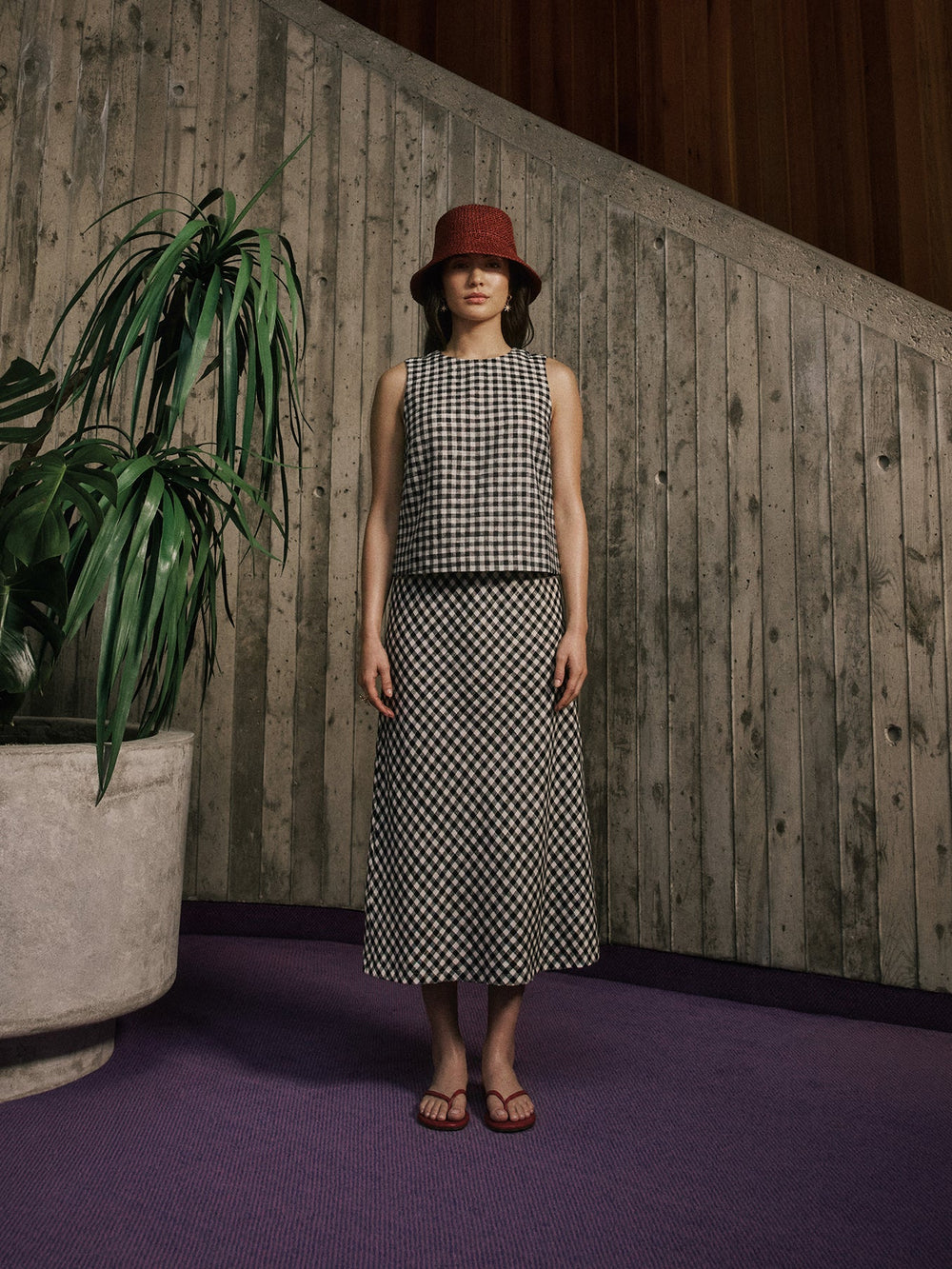 Linen-Blend Straight Midi Skirt rw&co On Sale