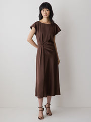 Short-Sleeve Cocktail Midi Dress with Draped Detail rw&co Great Value Deal
