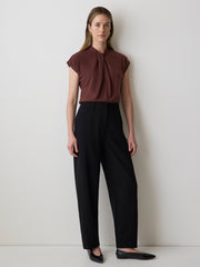 Extended-Sleeve Top with Twisted Draped Mock Neckline rw&co Special Offer