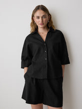 Linen-Blend Short-Sleeve Blouse with Shirt Collar rw&co On Sale