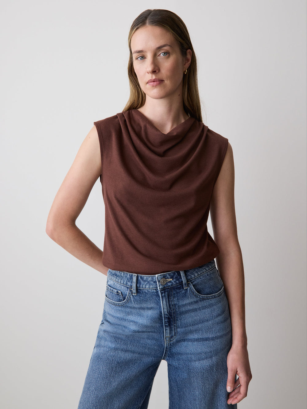 Sleeveless Top with Cowl Neckline rw&co Limited Time Discount