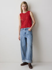 Buttoned-Down Crochet Tank Top rw&co Limited Time Discount
