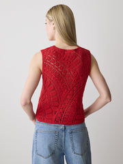 Buttoned-Down Crochet Tank Top rw&co Limited Time Discount