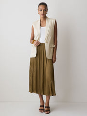 Satin High-Waisted Flare Midi Skirt rw&co Exclusive Sale Price