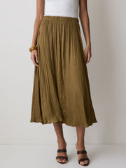 Satin High-Waisted Flare Midi Skirt rw&co Exclusive Sale Price