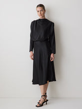 Satin Long-Sleeve Draped Midi Dress rw&co Limited Time Discount