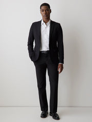 Essential Slim Fit Black Wool-Blend Suit Blazer rw&co Limited Time Discount
