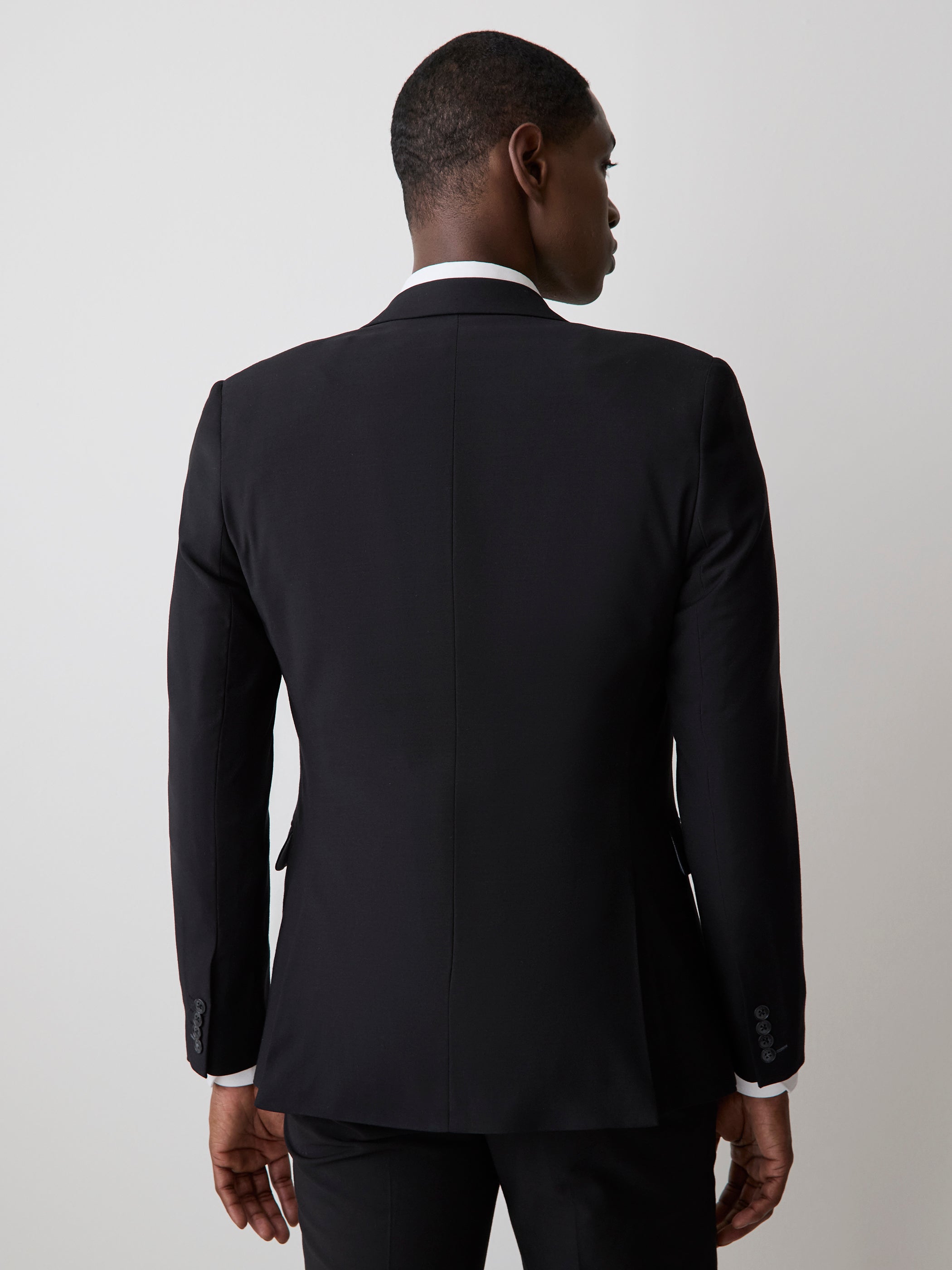 Essential Slim Fit Black Wool-Blend Suit Blazer rw&co Limited Time Discount