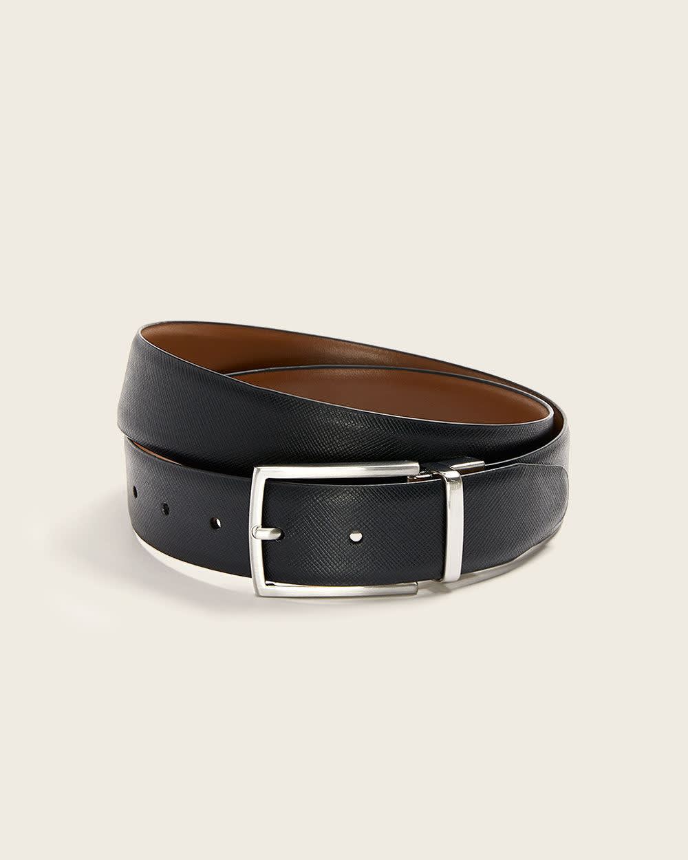 Reversible Black and Tan Saffiano Leather Belt rw&co Special Promo Price