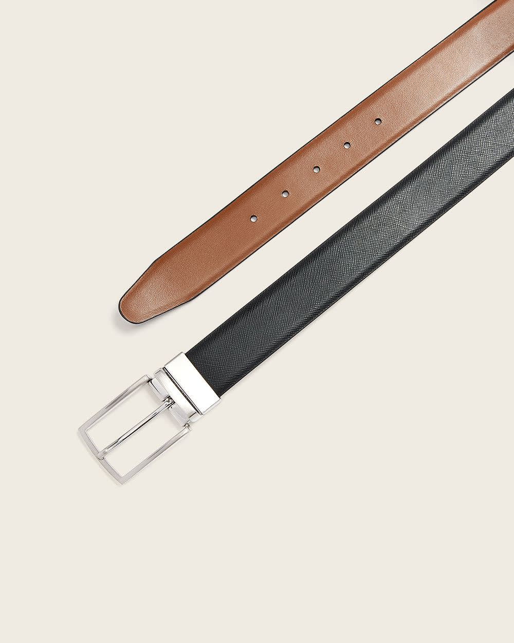 Reversible Black and Tan Saffiano Leather Belt rw&co Special Promo Price