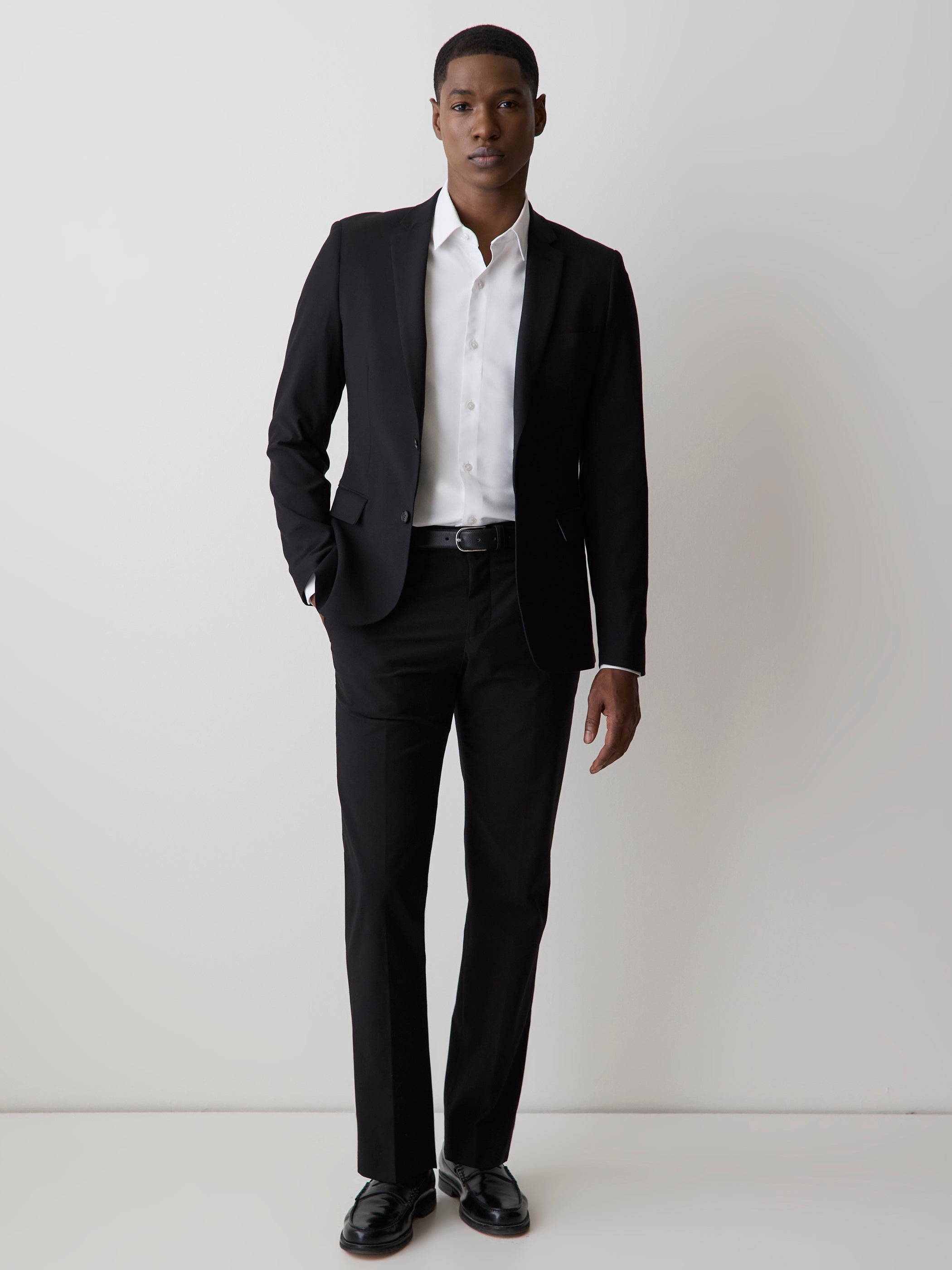 Essential Slim Fit Black Wool-Blend Suit Pant rw&co Exclusive Sale Price
