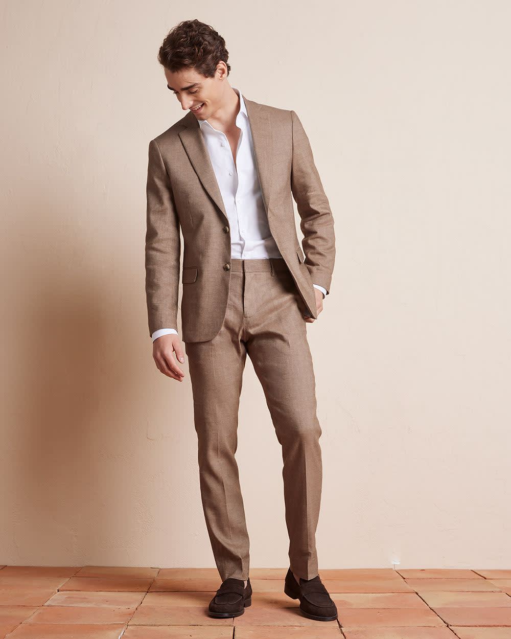 Slim Fit Stretch Linen Blazer rw&co Limited Time Discount