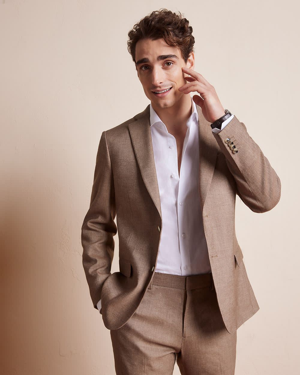 Slim Fit Stretch Linen Blazer rw&co Limited Time Discount
