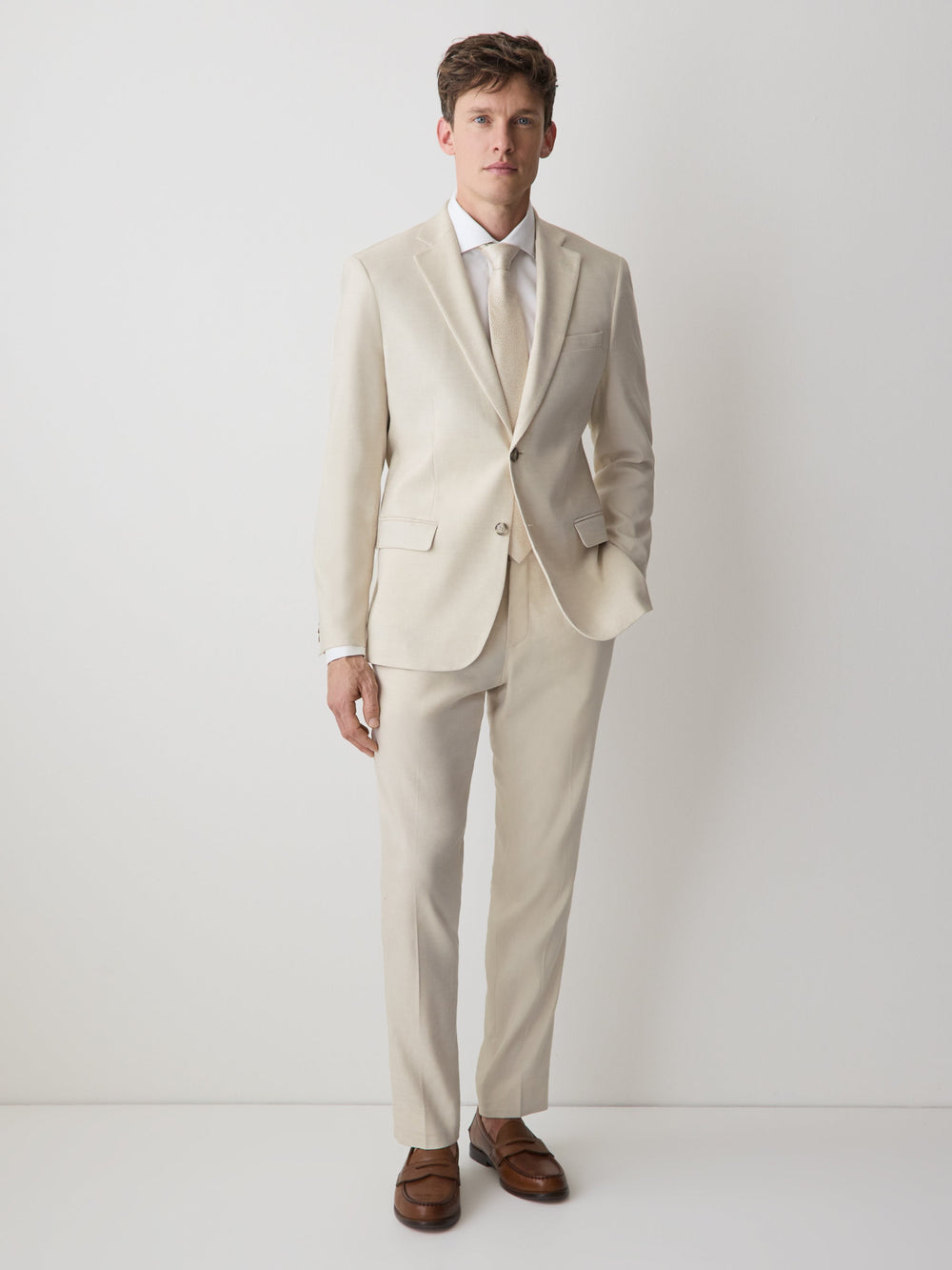 Slim Fit Stretch Linen Blazer rw&co Limited Time Discount