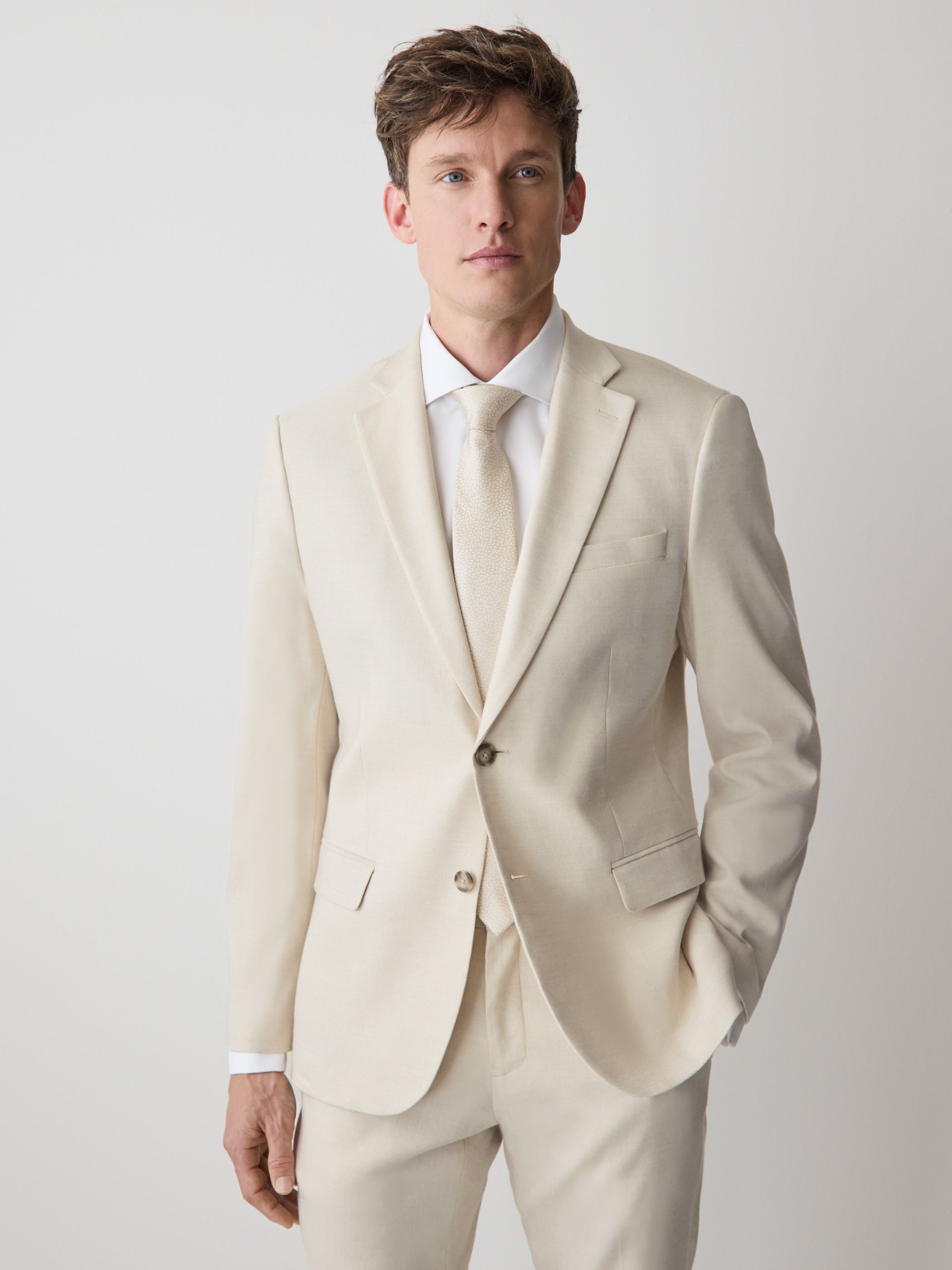 Slim Fit Stretch Linen Blazer rw&co Limited Time Discount
