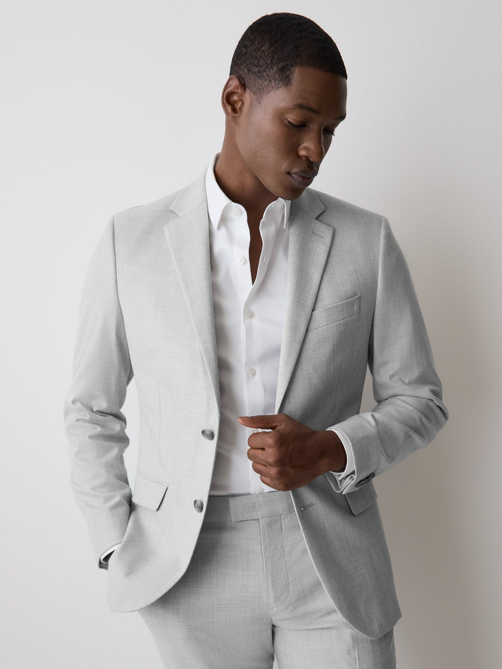 Essential Slim Fit Light Grey Suit Blazer rw&co Great Value Deal