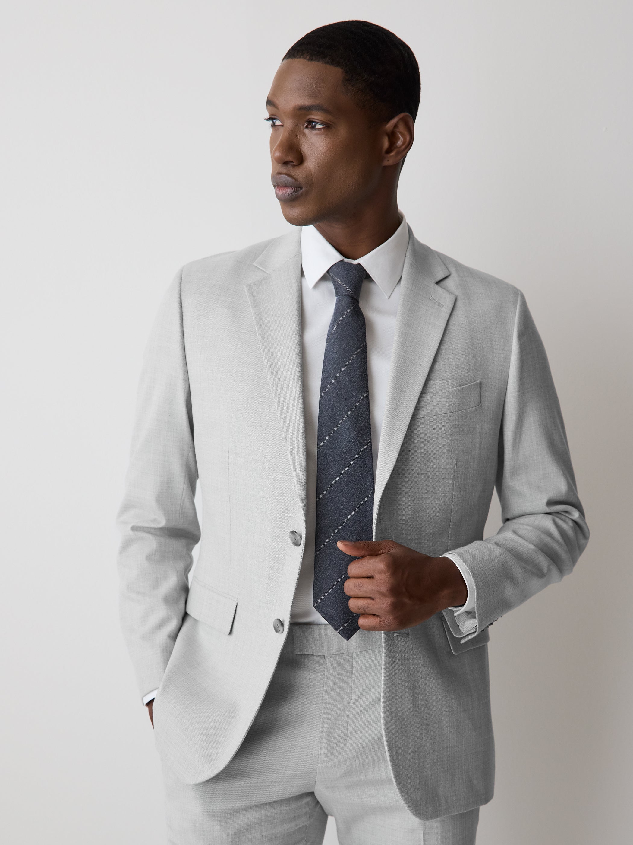 Essential Trailored Fit Light Grey Suit Blazer rw&co Special Offer
