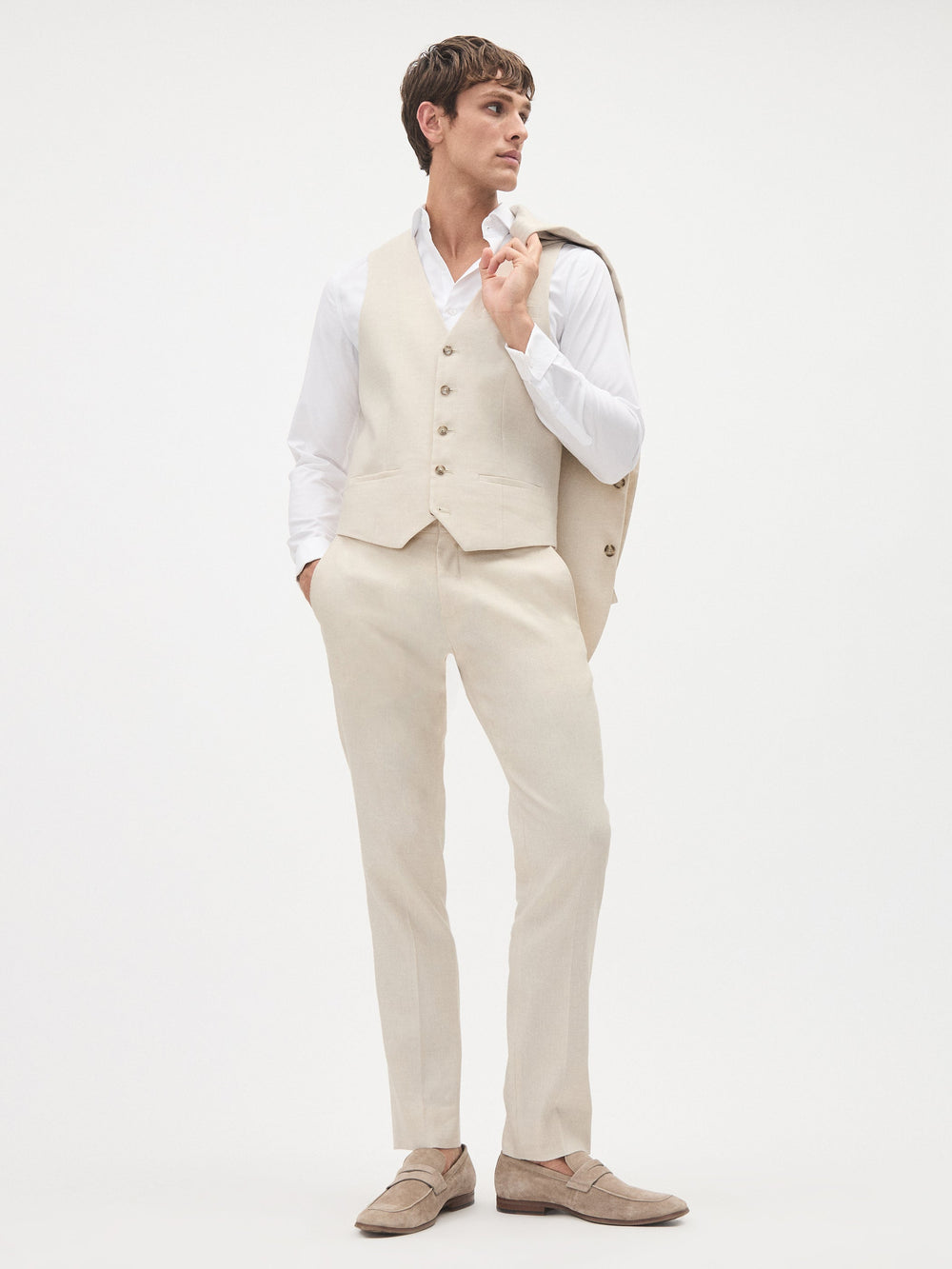 Stretch Linen Suit Vest rw&co On Sale