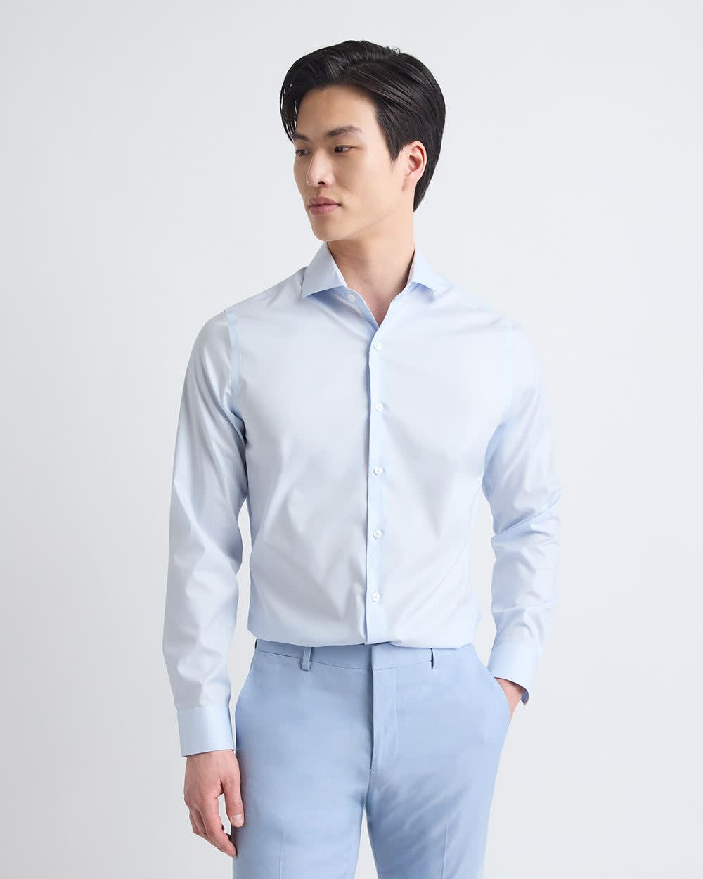 Slim Fit Solid Sateen Dress Shirt rw&co Limited Time Discount