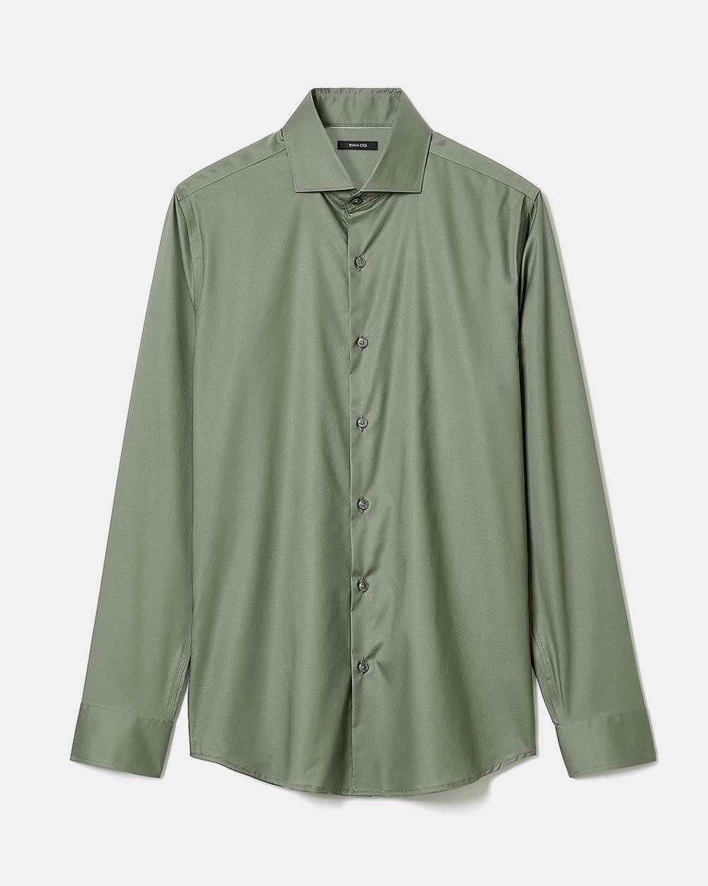 Slim Fit Solid Sateen Dress Shirt rw&co Limited Time Discount