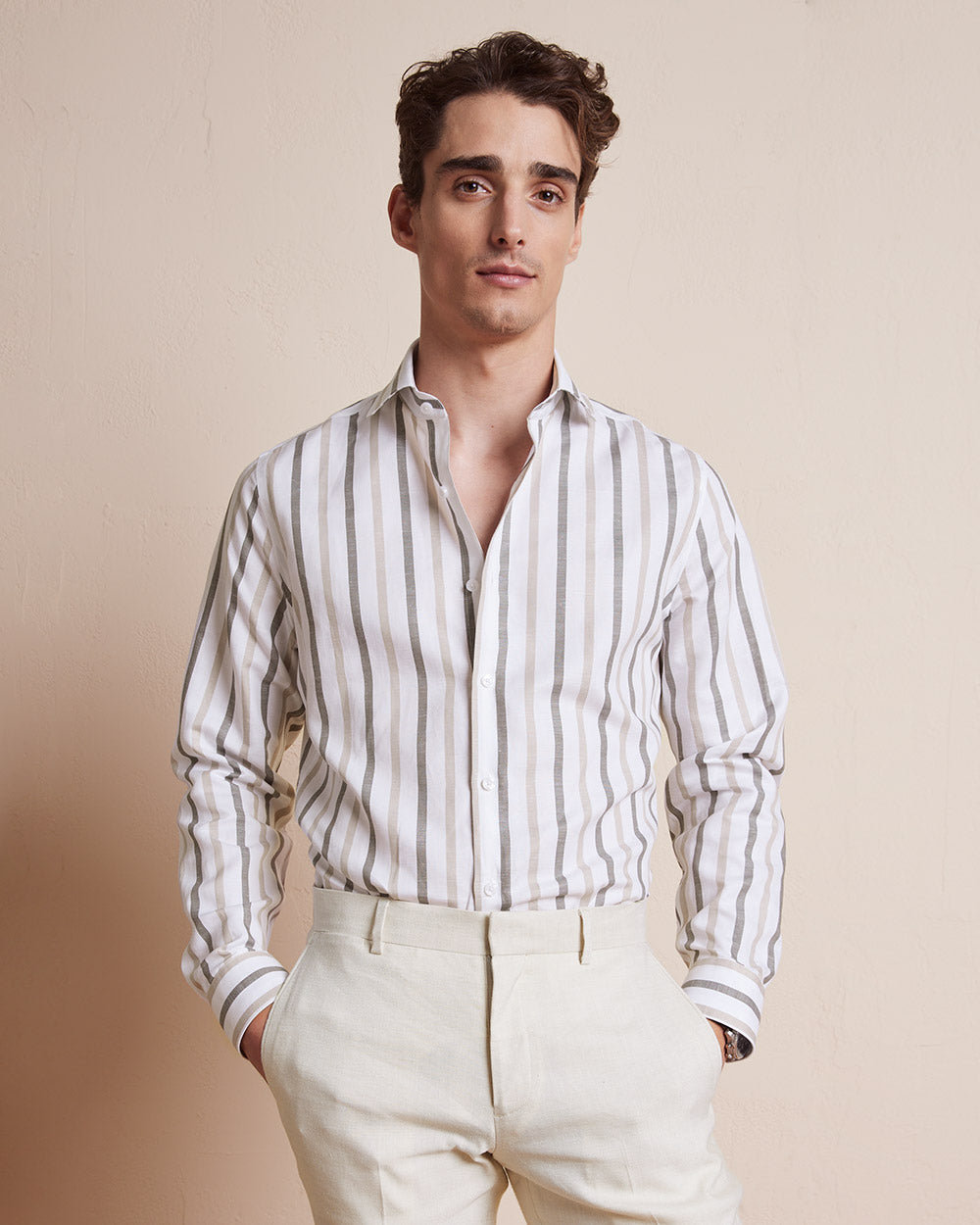Tailored-Fit Linen Dress Shirt rw&co Great Value Deal