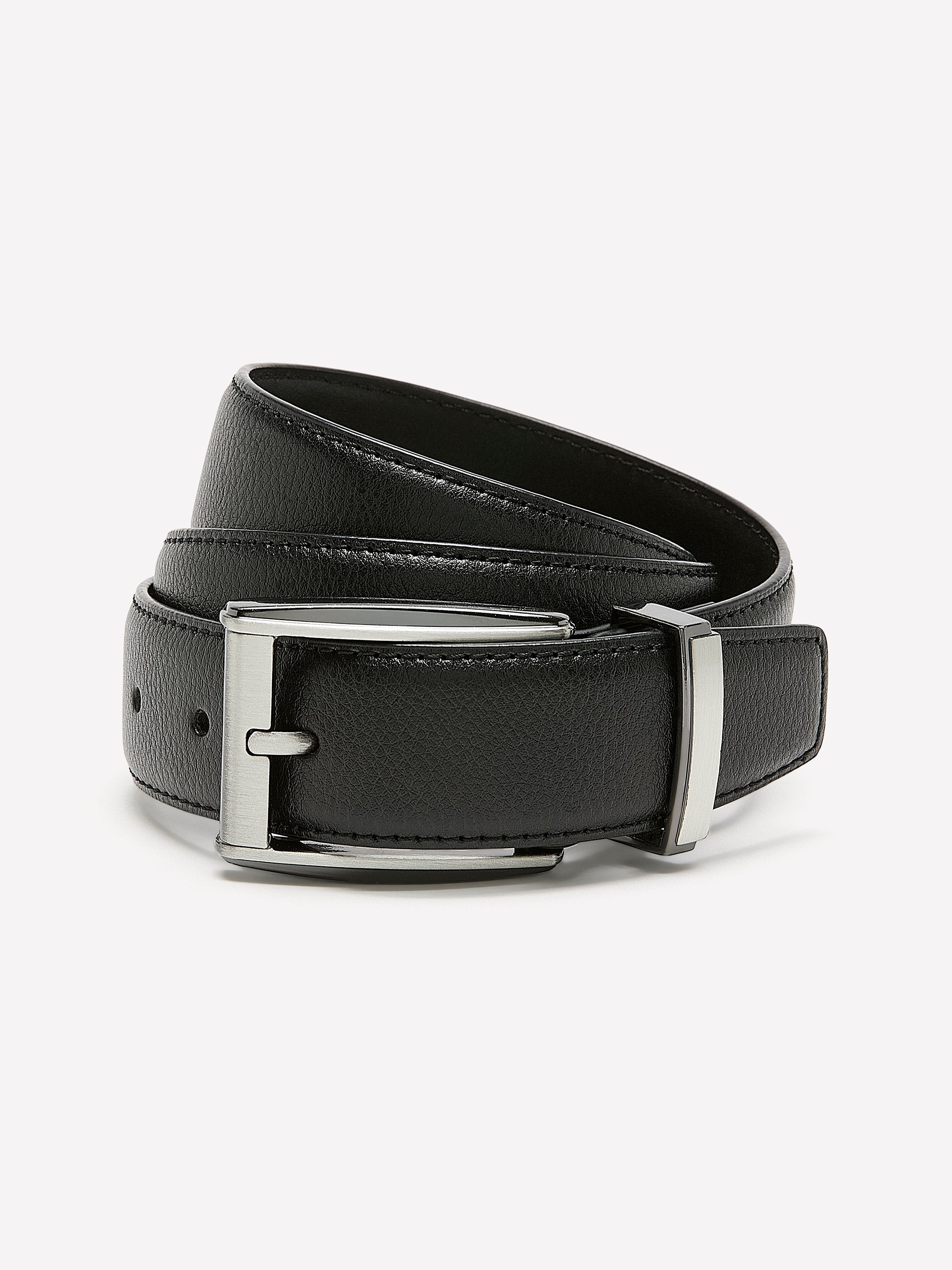 Black Leather Belt with Square Buckle rw&co Great Value Deal