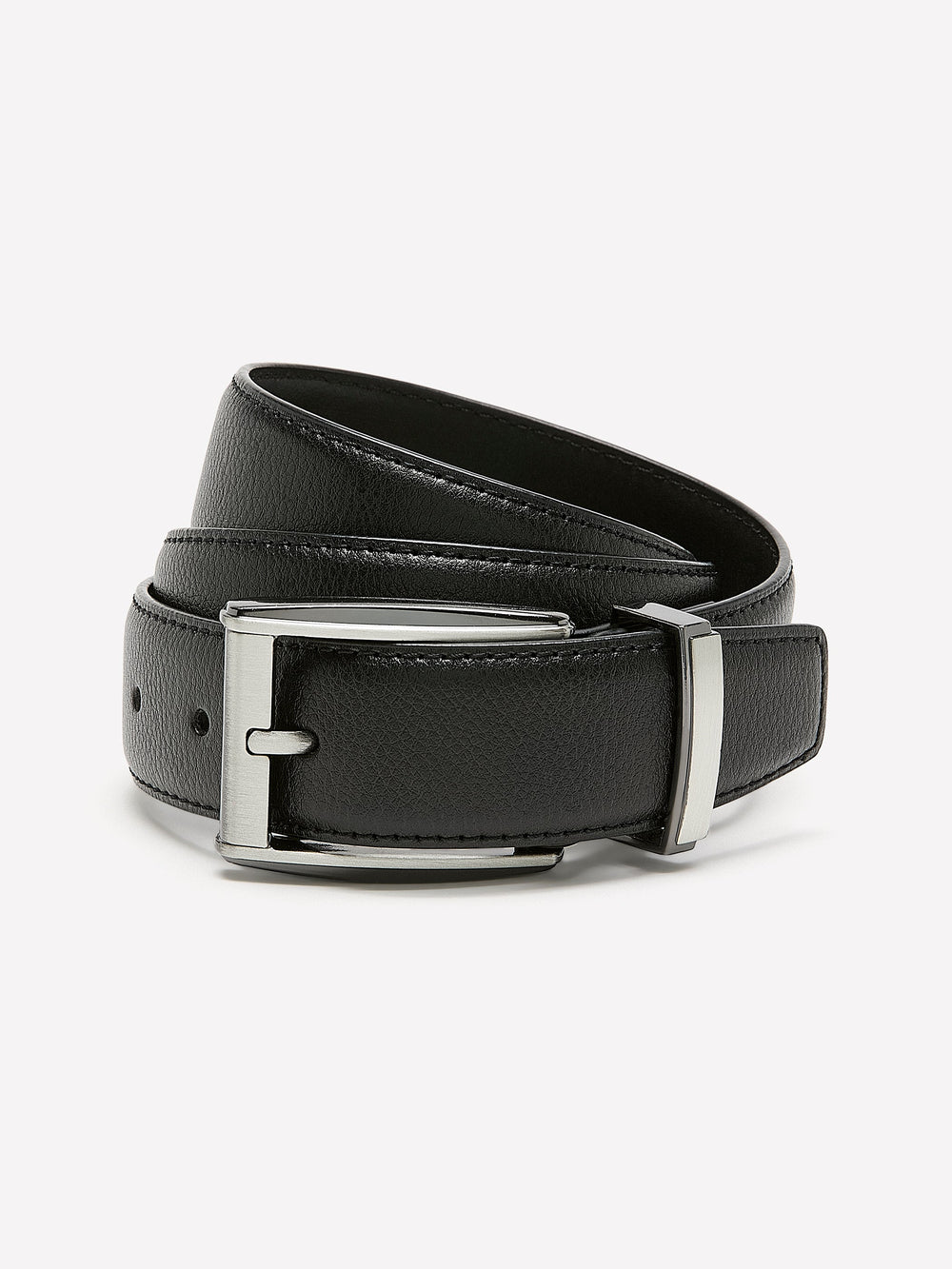 Black Leather Belt with Square Buckle rw&co Great Value Deal