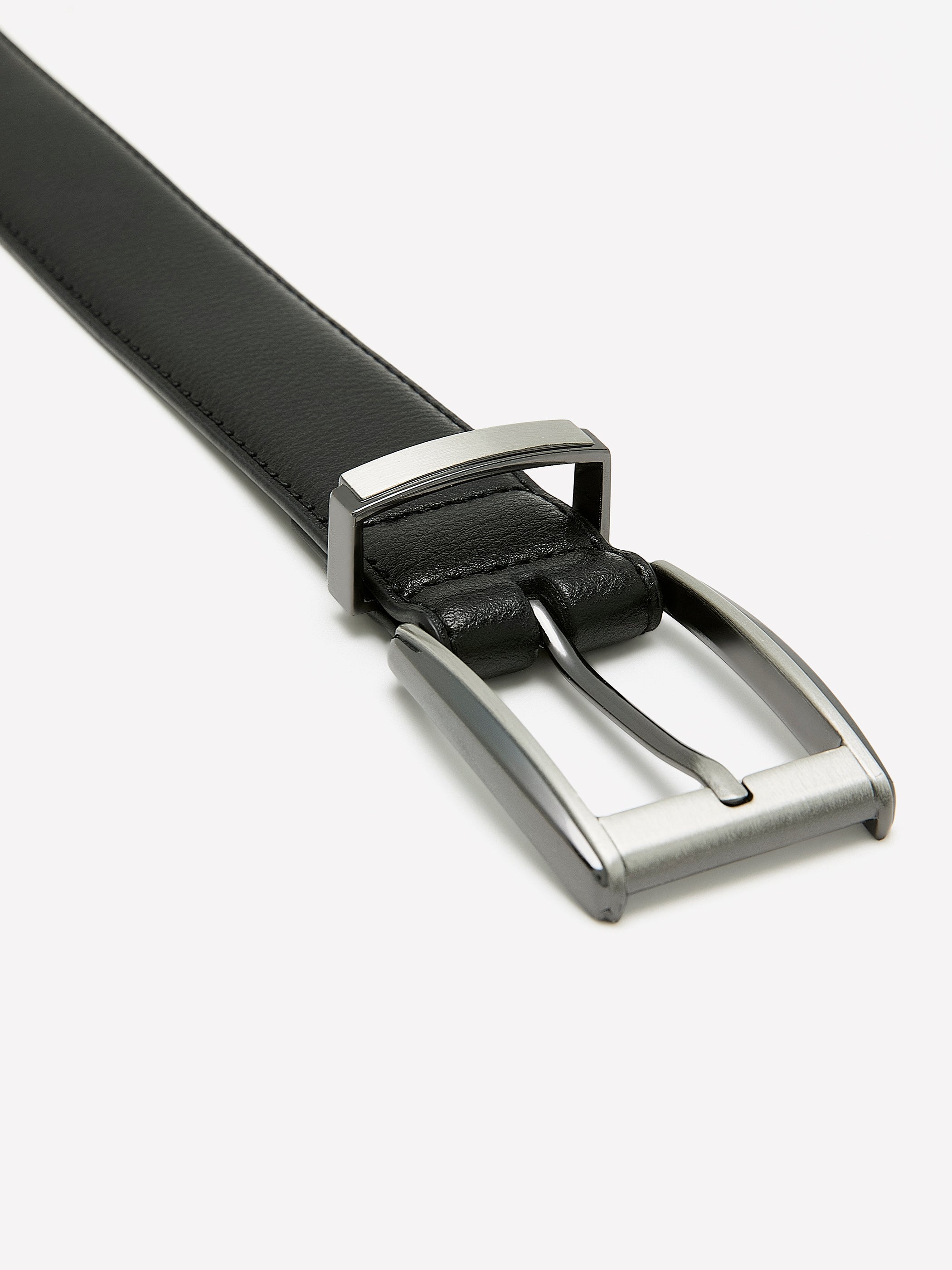 Black Leather Belt with Square Buckle rw&co Great Value Deal