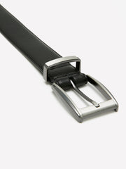 Black Leather Belt with Square Buckle rw&co Great Value Deal
