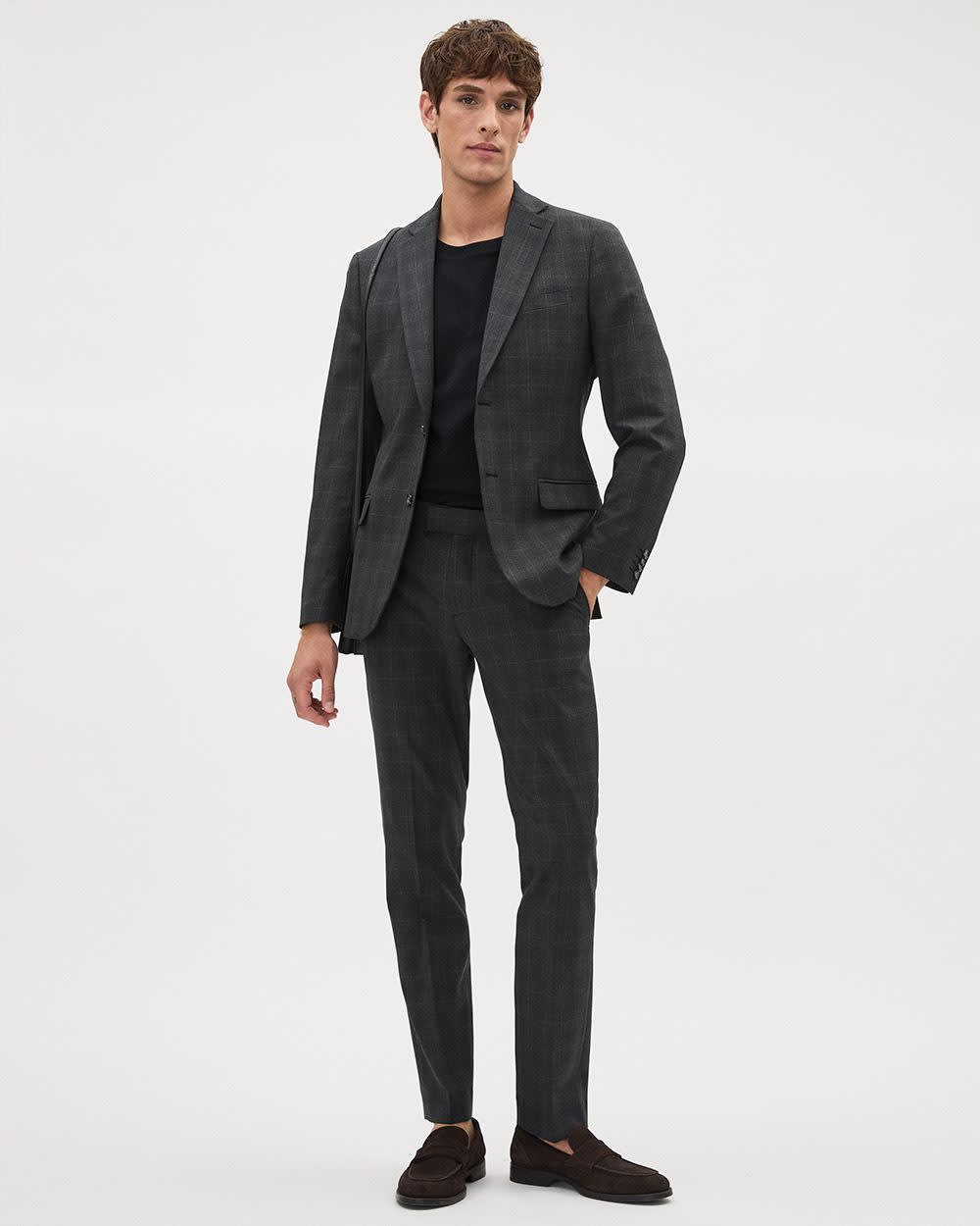 Slim-Fit Dark Grey Checkered Suit Pant rw&co Limited Time Discount