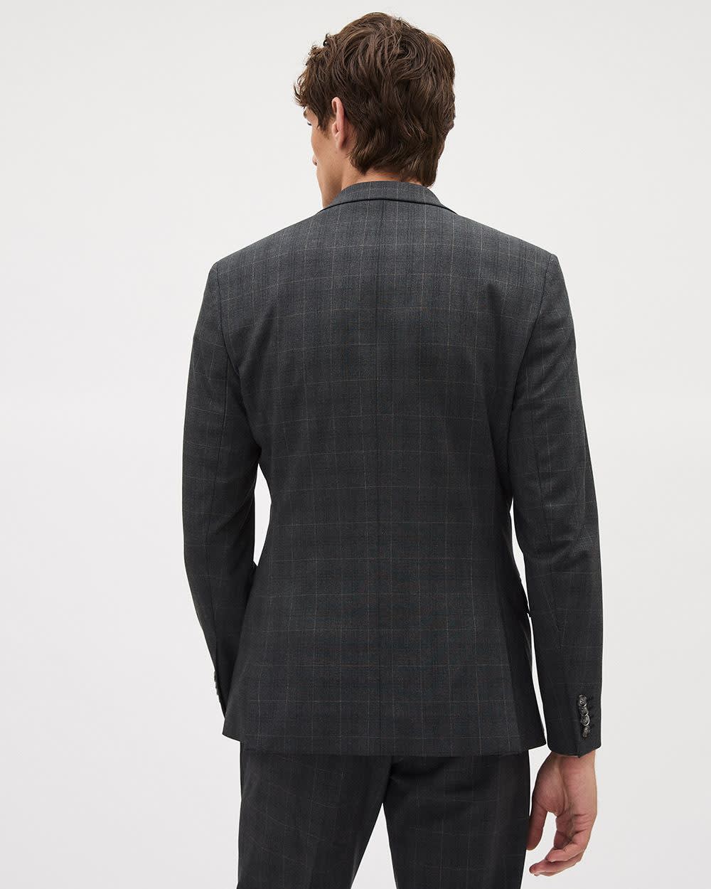 Slim-Fit Dark Grey Checkered Suit Blazer rw&co Limited Time Discount