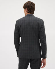 Slim-Fit Dark Grey Checkered Suit Blazer rw&co Limited Time Discount