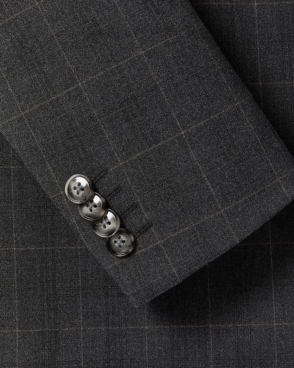 Slim-Fit Dark Grey Checkered Suit Blazer rw&co Limited Time Discount