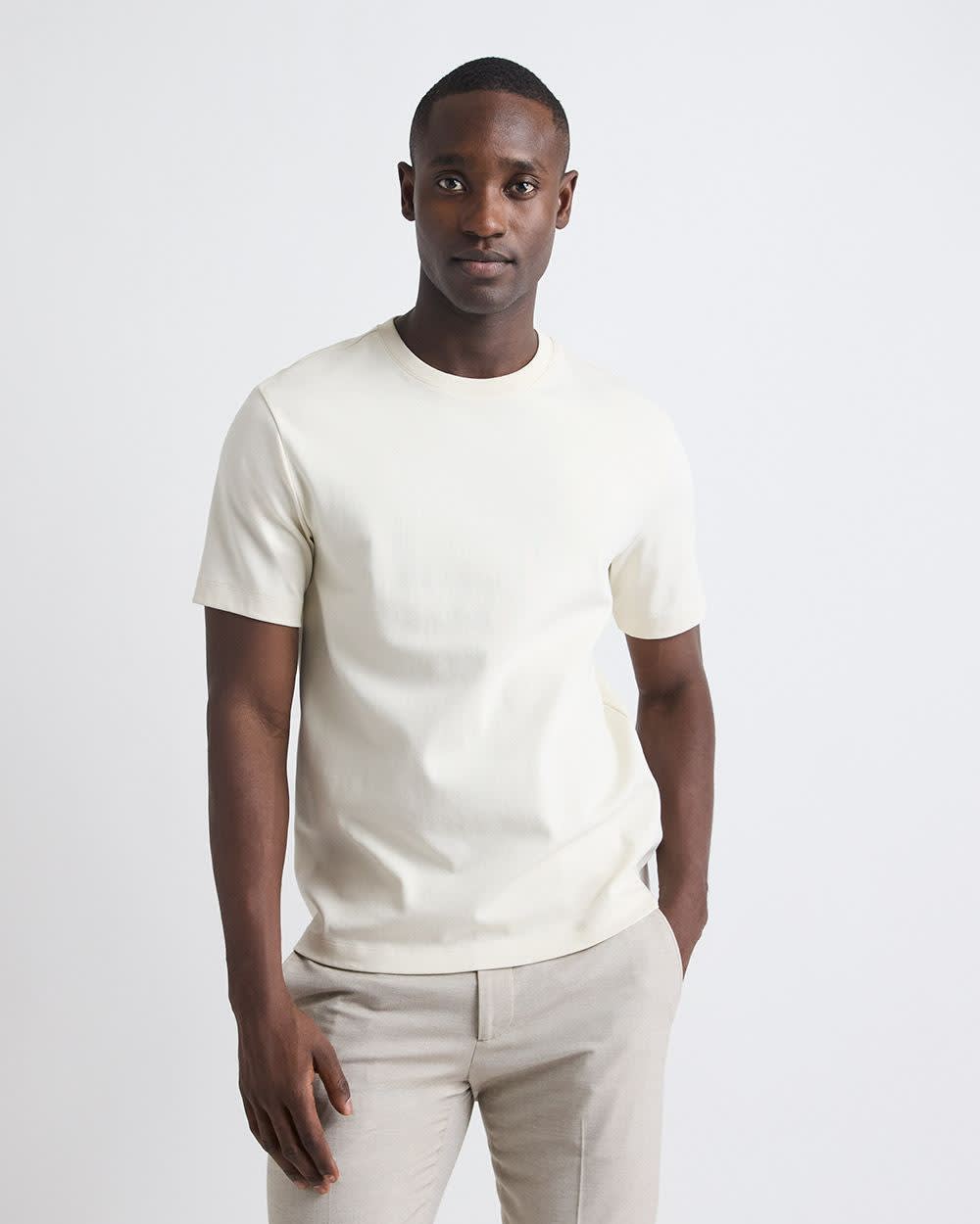 Refined Solid Interlock Cotton Crew-Neck Tee rw&co Special Promo Price