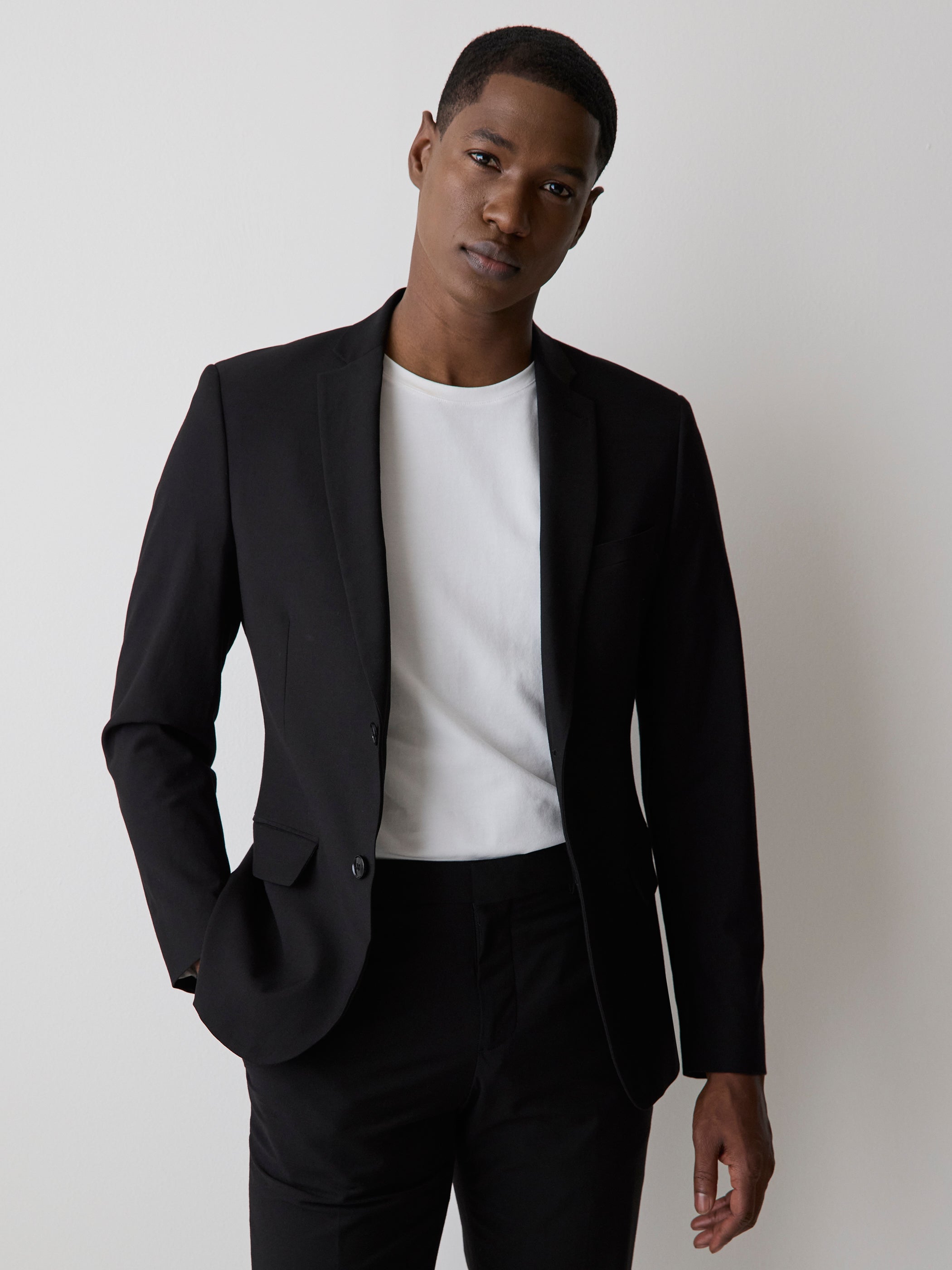 Essential Tailored Fit Wool-Blend Suit Blazer rw&co On Sale