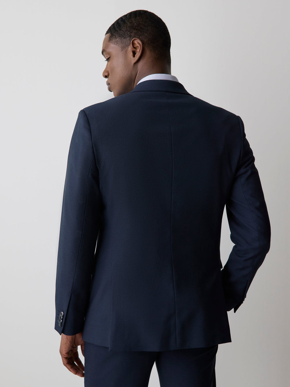 Essential Tailored Fit Navy Blue Suit Blazer rw&co Exclusive Sale Price