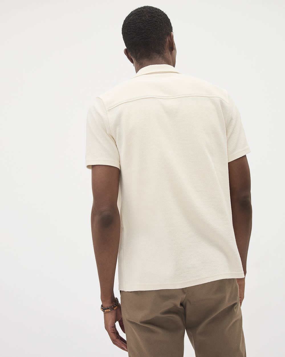 Slim Fit Short-Sleeve Knit Shirt with Camp Collar rw&co Great Value Deal