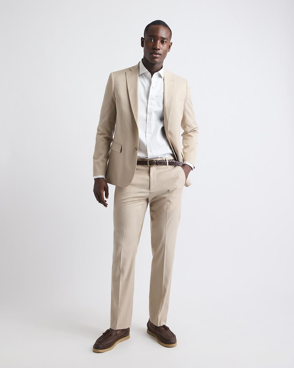 Slim Fit Beige Suit Blazer rw&co On Sale