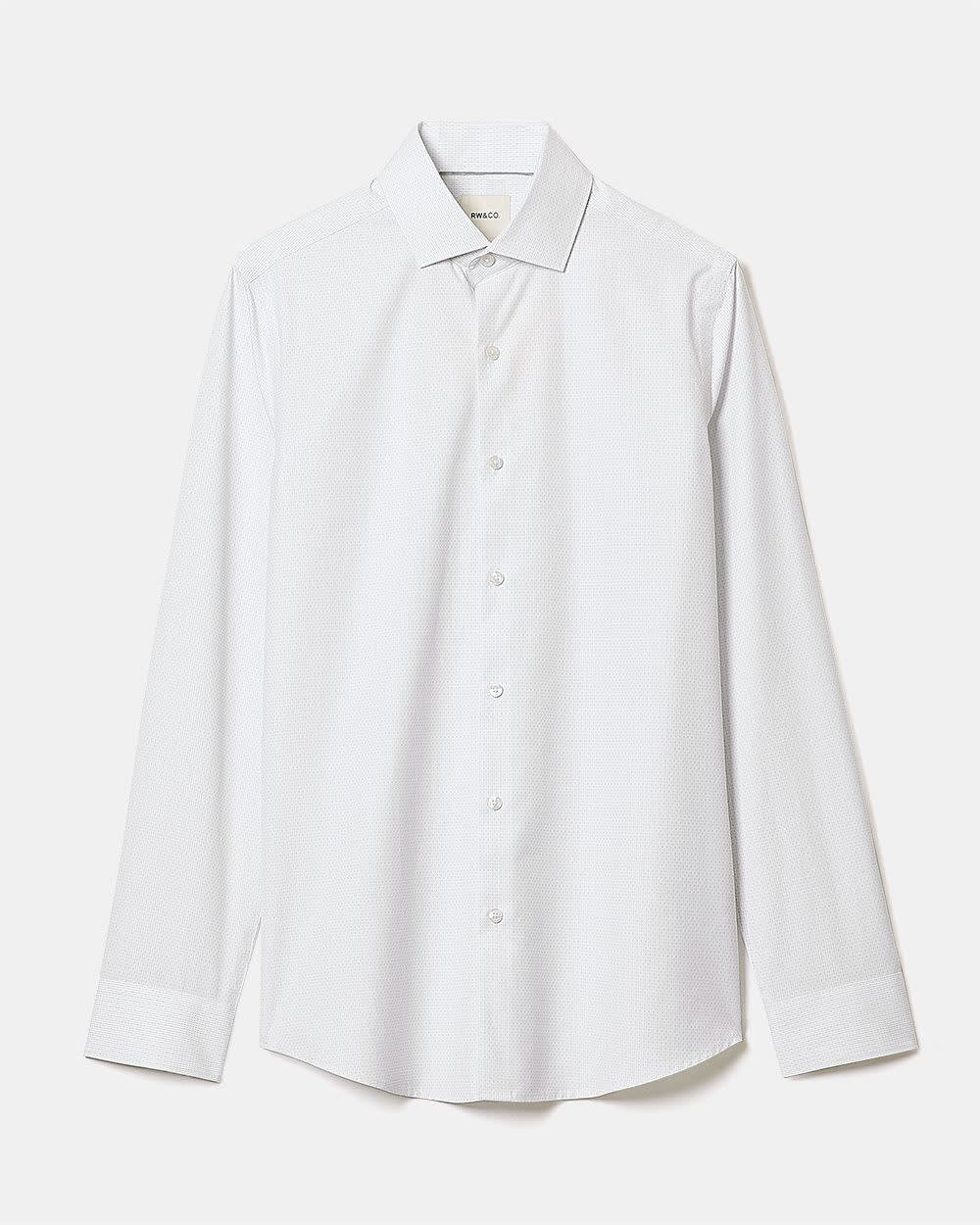 White Slim Fit Dress Shirt with Grey Micro Dots rw&co Special Offer