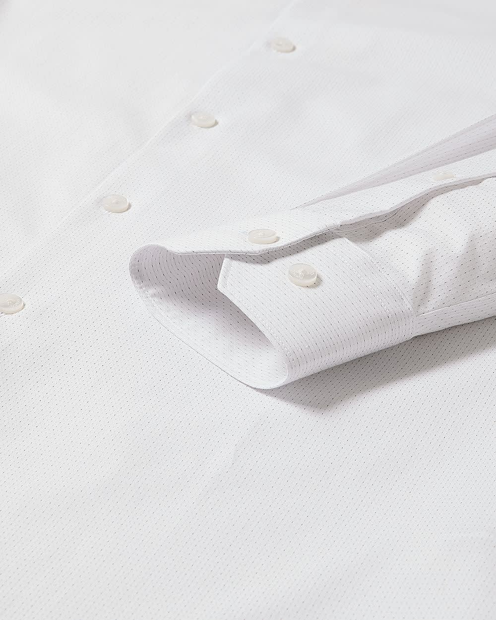 White Slim Fit Dress Shirt with Grey Micro Dots rw&co Special Offer