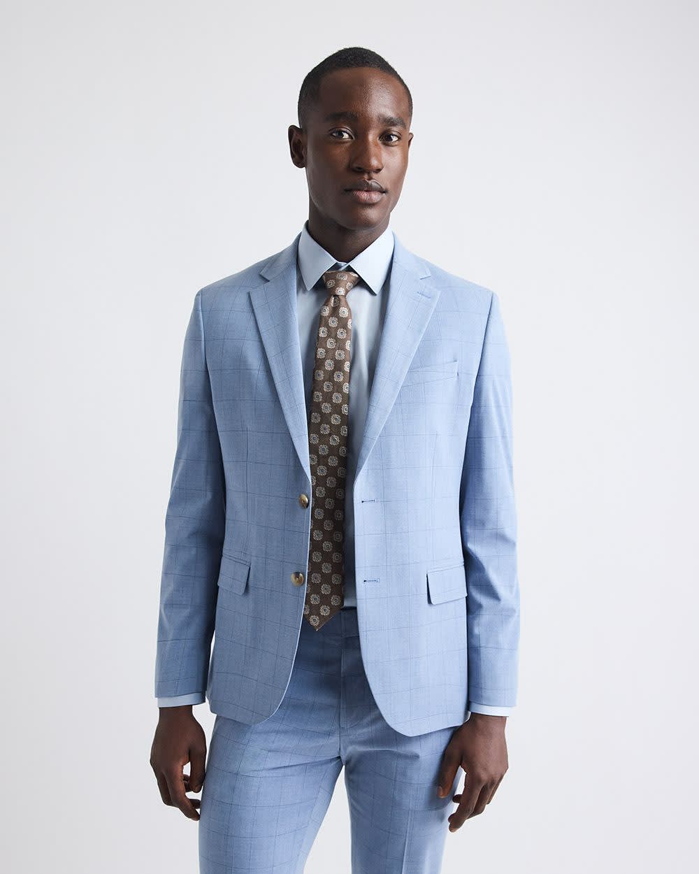 Slim Fit Sky Blue Windowpane Suit Blazer rw&co Special Offer