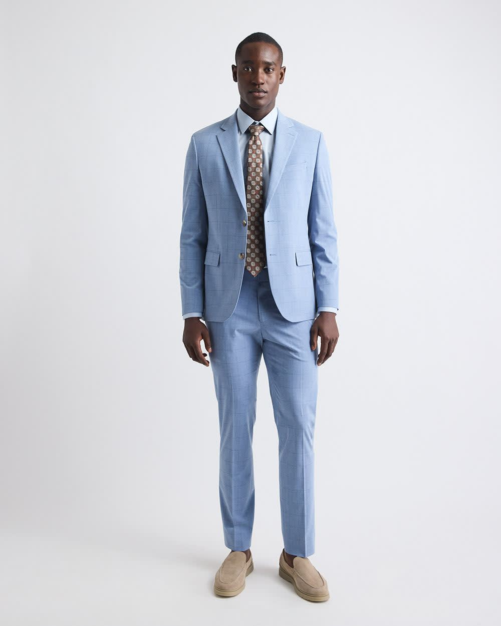 Slim Fit Sky Blue Windowpane Suit Blazer rw&co Special Offer