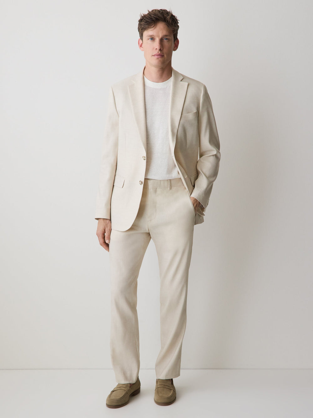 Tailored-Fit Linen Suit Pant rw&co Great Value Deal
