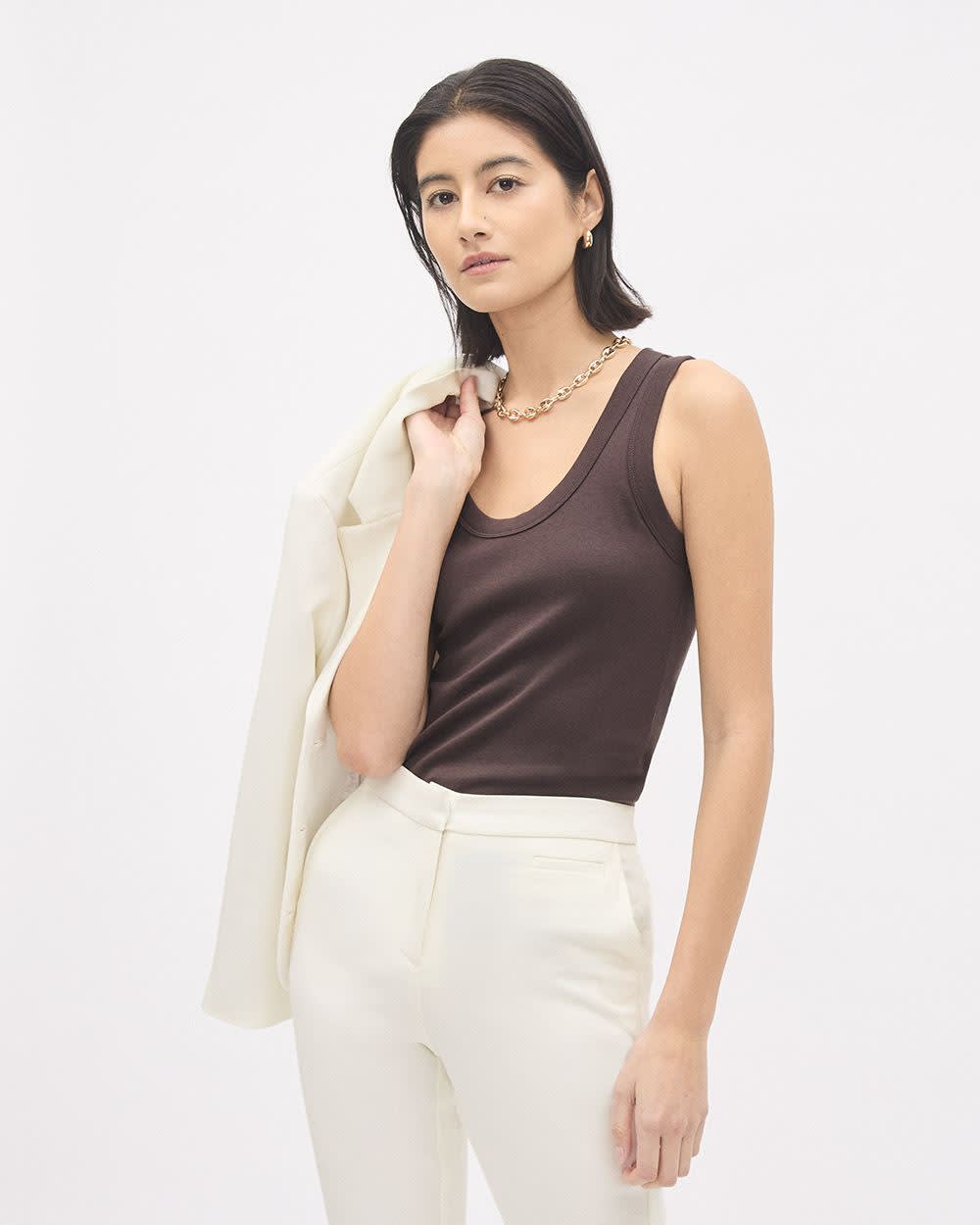 Scoop-Neck Cami with Wide Straps rw&co Limited Time Discount