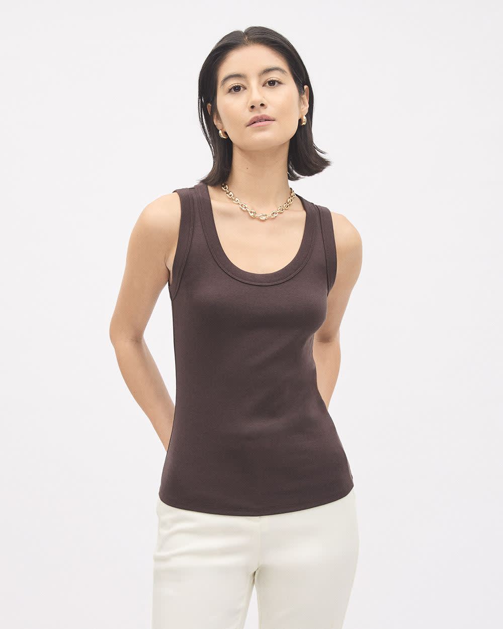 Scoop-Neck Cami with Wide Straps rw&co Limited Time Discount