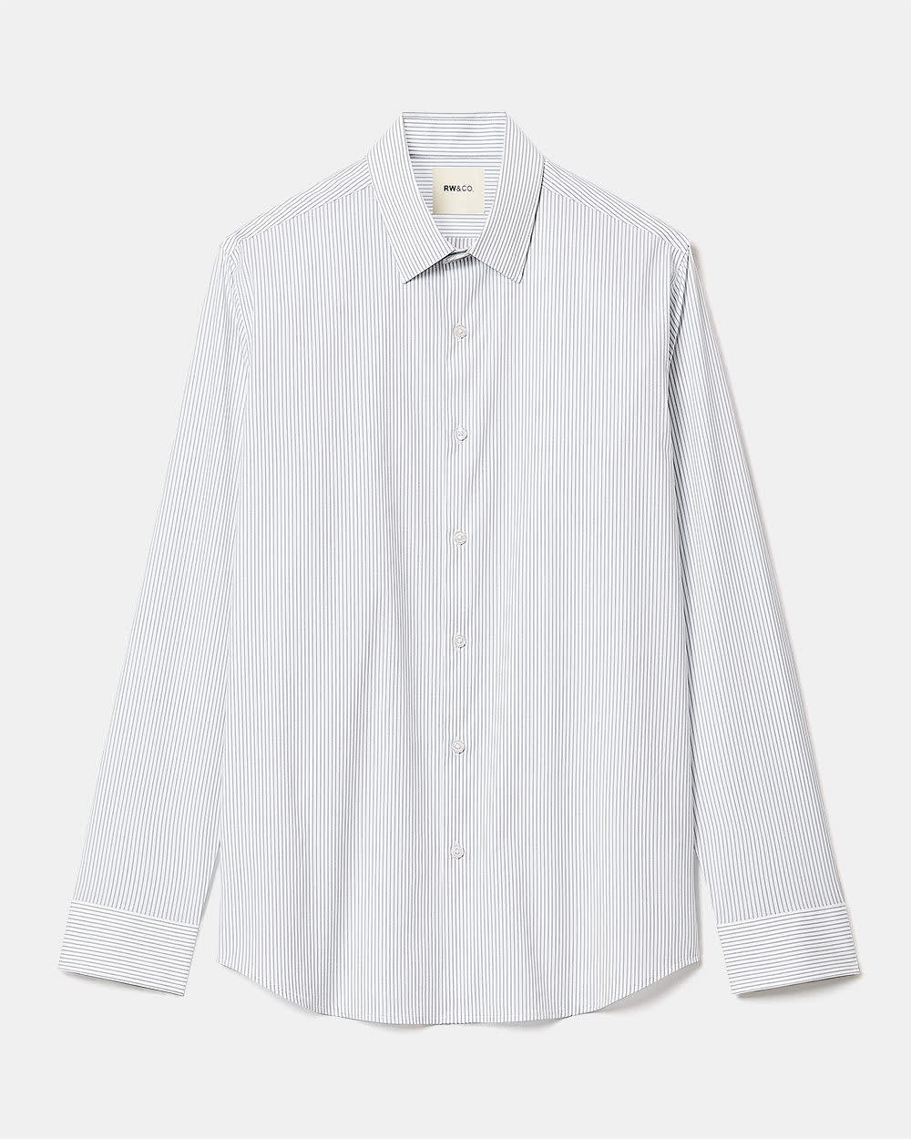 White Tailored Fit Dress Shirt with Blue Stripes rw&co Exclusive Sale Price