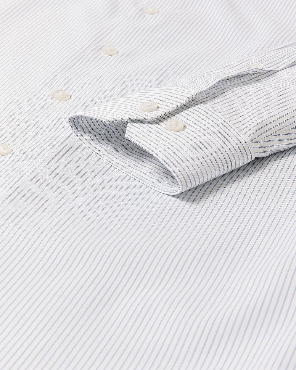 White Tailored Fit Dress Shirt with Blue Stripes rw&co Exclusive Sale Price