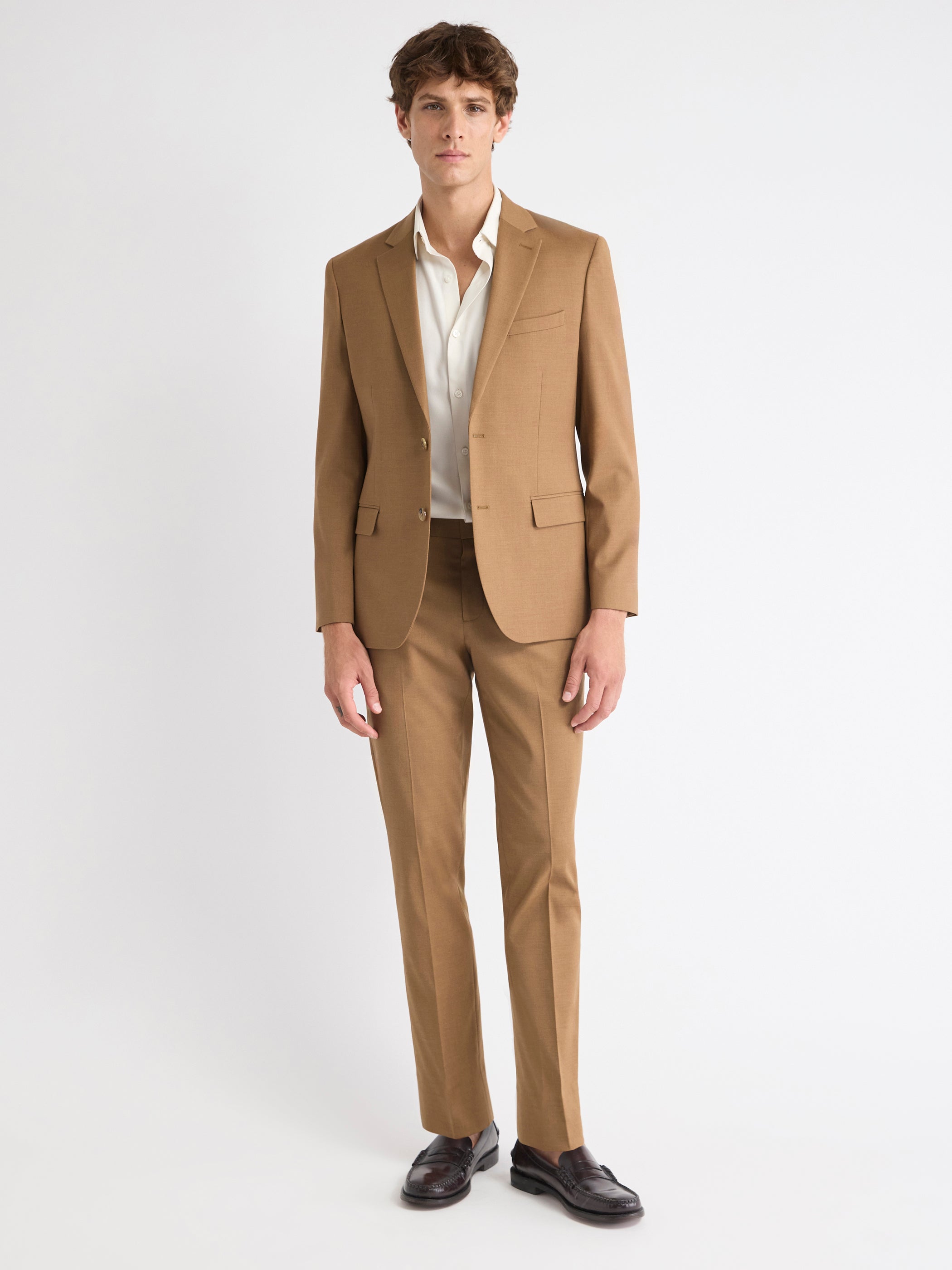 Slim Fit Golden Brown Suit Blazer rw&co On Sale