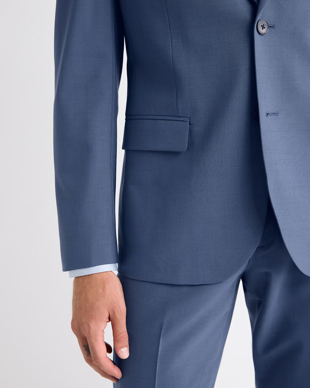 Slim Fit Blue Wool-Blend Suit Blazer rw&co Great Value Deal